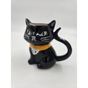 Hyde and EEK Boutique Black Cat Stoneware Mug Halloween Skull Collar 200-01-2599